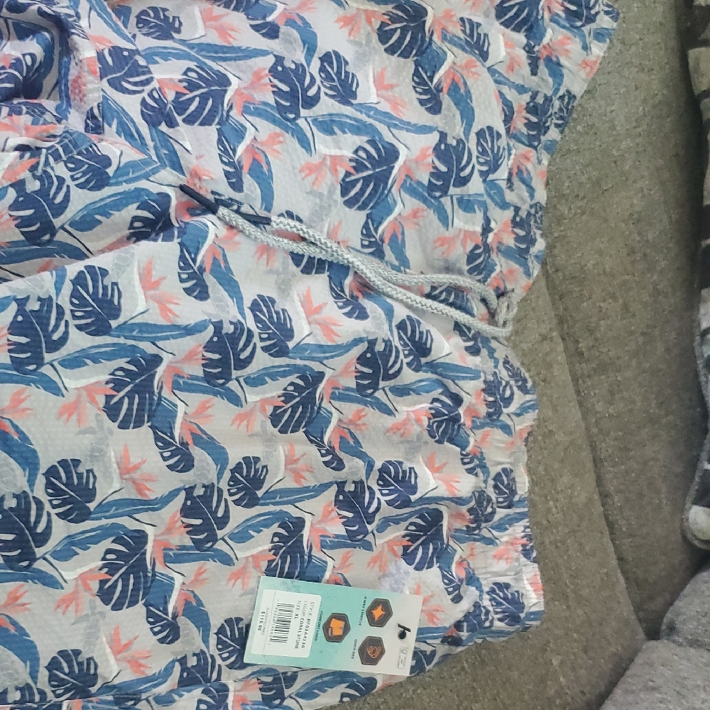 RAINFOREST Blue and Pink Swim Trunks Floral Design